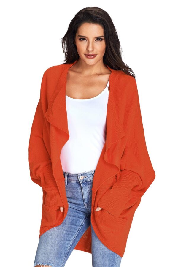 Brick Dolman Sleeve Knit Cardigan with Pockets - Image 2