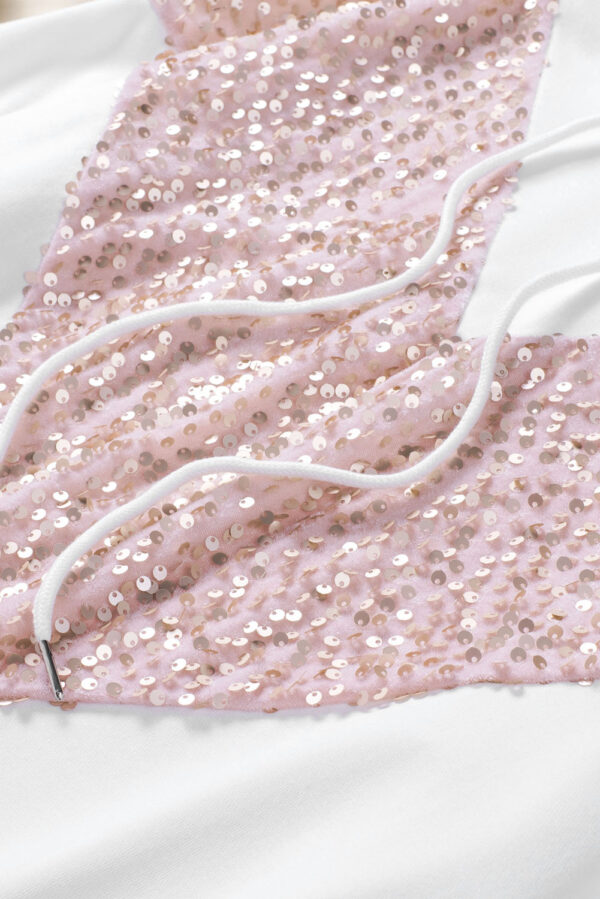 White Chevron Sequin Pullover Hoodie - Image 2